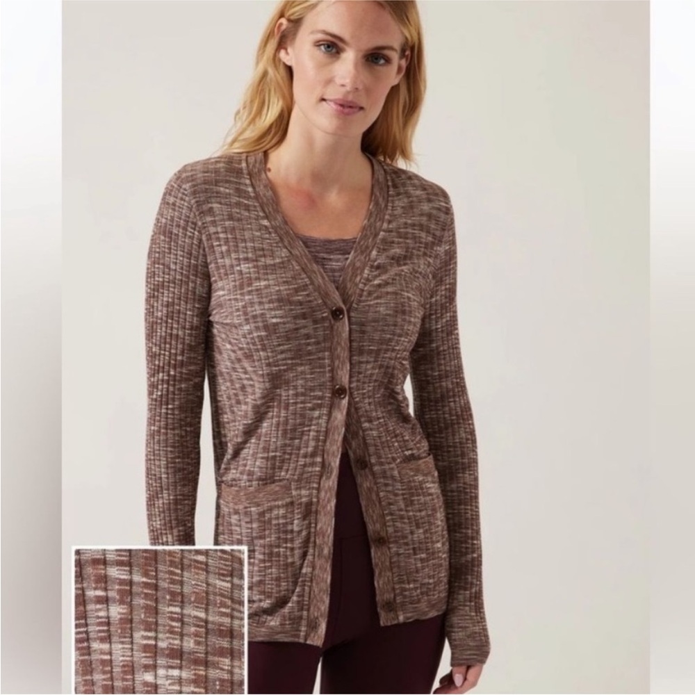 Athleta brown revolve cardigan sz sm
